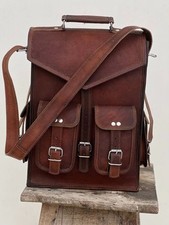 Bolsa Laptop Mochila Couro Vintage Mochila Mensageiro Cabra Marrom Genuíno 15"" comprar usado  Enviando para Brazil