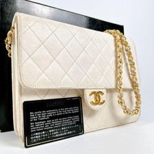 Bolsa de ombro CHANEL Matelasse Coco Mark corrente trava de pressão branca autêntica com caixa comprar usado  Enviando para Brazil