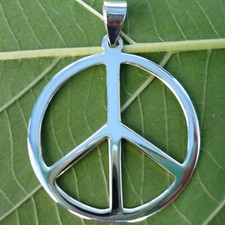 "Pingente de prata esterlina 925 sinal de paz 31 mm - Berloque de prata grande para colar" comprar usado  Enviando para Brazil