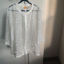 Cardigã feminino branco transparente burnout, jaqueta quimono cobertura frontal aberta tamanho 1X comprar usado  Enviando para Brazil