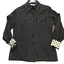 Usado, Blusa Lady Arrow vintage retrô preta branca listrada punho de bolinhas e sob colarinho comprar usado  Enviando para Brazil