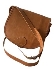 Bolsa de ombro vintage artesanal Índia couro tiracolo boho natural bronzeado comprar usado  Enviando para Brazil