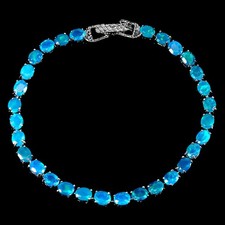 Pulseira de prata esterlina 925 oval opala azul 5x4 mm joias de pedra preciosa 7,5 polegadas comprar usado  Enviando para Brazil