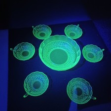 Antique Bowl Set Uranium Glass Well Preserved comprar usado  Enviando para Brazil