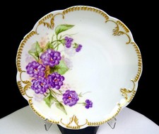 AK Klingenberg France Limoges porcelana flores roxas e ouro 6 1/2" placa 1900-, usado comprar usado  Enviando para Brazil