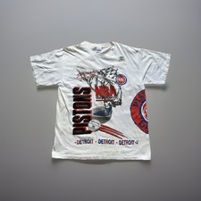 Camiseta vintage anos 90 Detroit Pistons Bad Boy estampa Allover Salem Sportswear RARA GG comprar usado  Enviando para Brazil