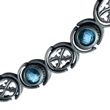 Pulseira Miracle Vintage 7,25” Cabochão de Vidro Azul Celta Escocês Mogul Prata comprar usado  Enviando para Brazil