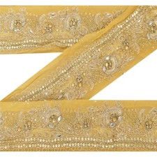 Sânscrito Vintage Sari Borda Frisada à Mão 1 Jarda Acabamento Costura Creme Artesanal Renda comprar usado  Enviando para Brazil
