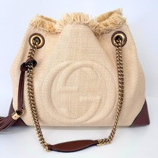 Bolsa de ombro GUCCI Soho 308982 bolsa corrente couro palha franja borla bege marrom comprar usado  Enviando para Brazil