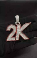 Pingente redondo de moissanita 3 CT personalizado letra inicial número folheado a ouro branco 14K comprar usado  Enviando para Brazil