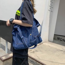 Bolsa de ombro retrô denim grande feminina bolsa de ombro alça superior (azul escuro) comprar usado  Enviando para Brazil