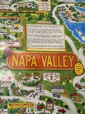 VINTAGE Napa Valley Mapa Desenho Animado Ilustrado 1987 EXTREMAMENTE RARO Vinícola 24x36 comprar usado  Enviando para Brazil