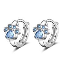 Brincos de argola Huggie de prata esterlina 925 com estampa de pata azul para meninas e crianças comprar usado  Enviando para Brazil