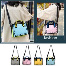 Bolsa de mão feminina em quadrinhos 2D bolsa tiracolo novidade moda casual sacola de desenho 3D, usado comprar usado  Enviando para Brazil