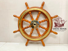 Usado, 24" Antiguo Marine Ship Wheel Náutico Madera Barco Dirección Vintage Latón comprar usado  Enviando para Brazil