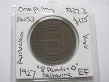Usado, 1927 Penny Melbourne Austrália 8 pérolas melhor coroa completa KGV #27.2 comprar usado  Enviando para Brazil