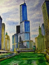 Watercolor painting chicago for sale  USA