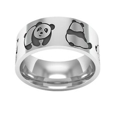 Anel fofo de urso panda prata 925 feito à mão joias animais para amantes de pandas comprar usado  Enviando para Brazil