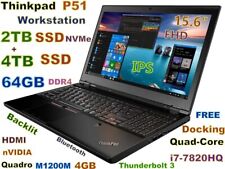 Dock Workstation Lenovo P51 i7 Quad-Core 6TB NVMe SSD 64GB 15.6 FHD M1200M-4GB comprar usado  Enviando para Brazil