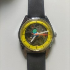 Relógio automático esqueleto amarelo, caixa de aço inoxidável 42mm, pulseira de borracha, Japão U comprar usado  Enviando para Brazil