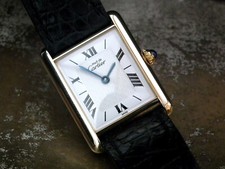 Lindo relógio feminino Must De Cartier Tank quartzo folheado a ouro 18 quilates conjunto completo comprar usado  Enviando para Brazil