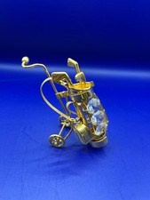 Luxo Bolsa de Golfe Cristal Dourado Estatueta, Presente de Golfista, Decoração de Mesa Miniatura 4"x2" comprar usado  Enviando para Brazil