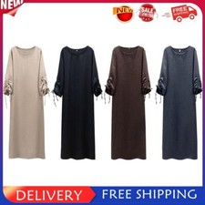 Vestido longo feminino manga com cadarço respirável liso Dubai roupão para oração ao ar livre # comprar usado  Enviando para Brazil