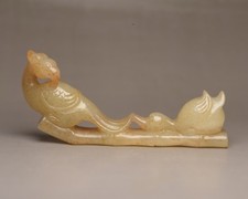 Estátua de barco pássaro fênix esculpida em nefrite jade hetian natural porcelana 3,5 pol. comprar usado  Enviando para Brazil