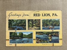 Cartão postal Red Lion, Pensilvânia pesca com mosca canoa saudações cênicas vintage PA PC comprar usado  Enviando para Brazil