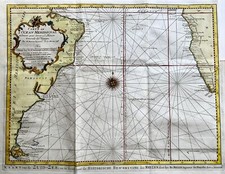 Usado, 1756 J.N.Bellin ; Schley, Grande Mappa Di Sud Atlantico Oceano, Mano Colorato comprar usado  Enviando para Brazil