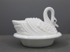 Usado, ANTIGO BLOCO DE VIDRO DE LEITE CHALLINOR TAYLOR PRATO COBERTO ANIMAL CISNE OLHOS ORIGINAIS comprar usado  Enviando para Brazil