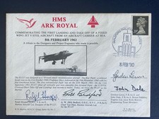 Używany, Granatowa, osłona RAF - HMS Ark Royal - V/STOL Aircraft Harrier P1127 - podpisana x 4 (A) na sprzedaż  Wysyłka do Poland