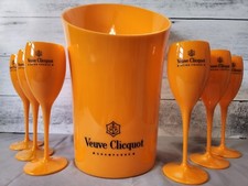 Usado, Balde de gelo Veuve Clicquot laranja acrílico Magnum champanhe 15" com 6 flautas novo  comprar usado  Enviando para Brazil