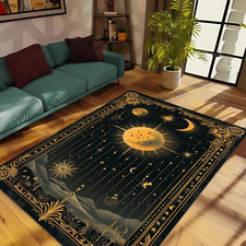 Tapete de área Celestial Sun & Moon ouro preto | Decoração esotérica mística para casa comprar usado Tapete de área Celestial Sun & Moon ouro preto | Decoração esotérica mística para casa comprar usado  Enviando para Brazil