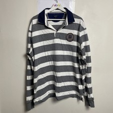 Usado, Camisa polo masculina de rugby GANT manga longa XXL listrada de algodão cinza branca comprar usado  Enviando para Brazil