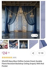 PAINEL CORTINA 5 pés x 32 pés AZUL REAL premium chiffon fundo transparente festa drapeada comprar usado  Enviando para Brazil