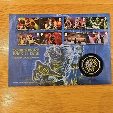 Selos oficiais do Iron Maiden em algum lugar de volta no tempo e capa de medalha pelo Royal Mail comprar usado  Enviando para Brazil
