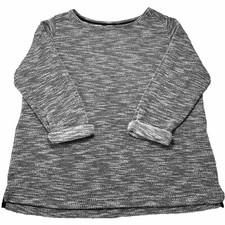 Usado, Camisa Croft & Barrow feminina 2X preta creme tweed textura enrolável manga longa comprar usado  Enviando para Brazil