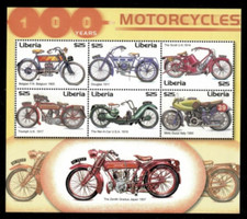 Libéria 2002 - 100 Anos de Motocicletas - Folha de 6 Selos - MNH comprar usado  Enviando para Brazil