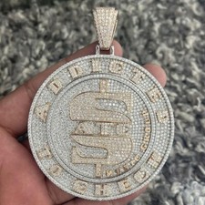 Pingente de disco personalizado moissanita corte redondo 6 quilates prata esterlina 925 comprar usado  Enviando para Brazil