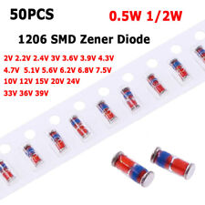 50 peças 0,5W 1/2W 1206 LL34 SMD diodo Zener ZMM 2V 3V 5.1V 7.5V 10V 15V 24V - 39V comprar usado  Enviando para Brazil