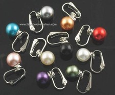 1 par de brincos redondos Silvertone U com clipe de pérola falsa para orelhas não perfuradas comprar usado  Enviando para Brazil