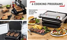 Tefal OptiGrill + grill kontaktowy GC712D - nowy & oryginalne opakowanie automatyczne grafy - stal nierdzewna na sprzedaż  Wysyłka do Poland