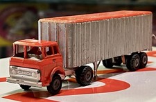 VINTAGE 5,5" LARANJA GMC SEMI CAMINHÃO com REBOQUE METAL FUNDIDO ESCALA HO CABINE BASCULANTE comprar usado  Enviando para Brazil