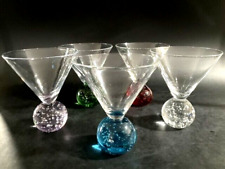 Vintage Vidro Redondo Bolha Base Haste Cosmo Martini Copos Vermelho Azul Roxo, usado comprar usado  Enviando para Brazil