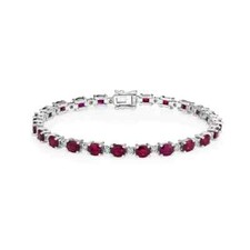 Pulseira de tênis 14,00 quilates corte oval linha de diamante rubi vermelho natural ouro branco 18K comprar usado  Enviando para Brazil