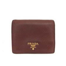 Usado, Carteira dobrável de couro PRADA logotipo Vitello Bordeaux/8BF0037 comprar usado  Enviando para Brazil
