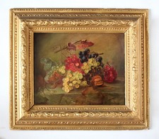 Obraz, owoce martwa natura, winogrona i śliwka. znak. 19. Jhd.  Olej/drewno, używany na sprzedaż Obraz, owoce martwa natura, winogrona i śliwka. znak. 19. Jhd.  Olej/drewno, używany na sprzedaż  PL