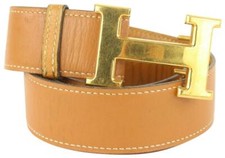 Kit de cinto Hermès 32mm reversível logotipo H marrom x dourado 1H124 comprar usado  Enviando para Brazil