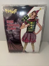 Fantasia de palhaço carnaval neon Halloween Spirit infantil tamanho 8-10, usado comprar usado  Enviando para Brazil
